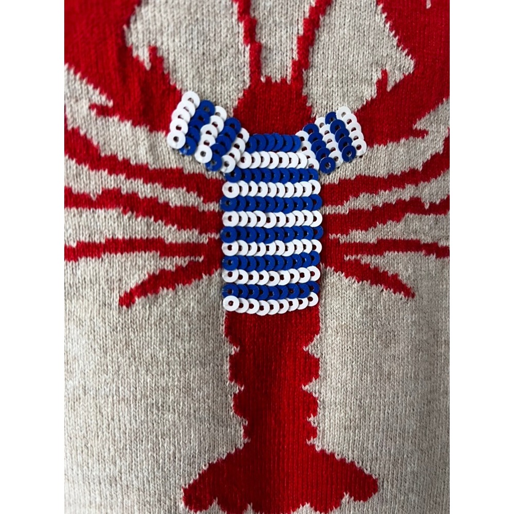 J. Crew Factory Lobster Teddie Sweater Cream 100% Cotton Crew Neck size XS - Picture 7 of 14